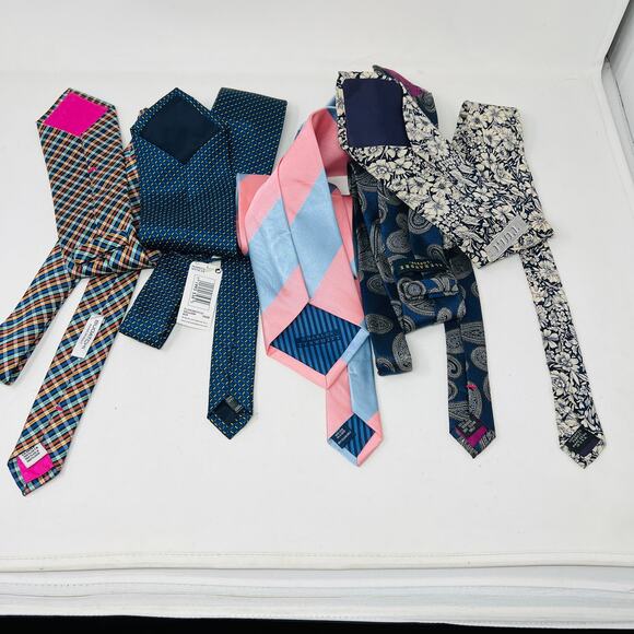 BUNDLE Ties Silk Designer Charles Tyrwhitt Alexander Bugatchi Tuli Blue Pink - Picture 2 of 9